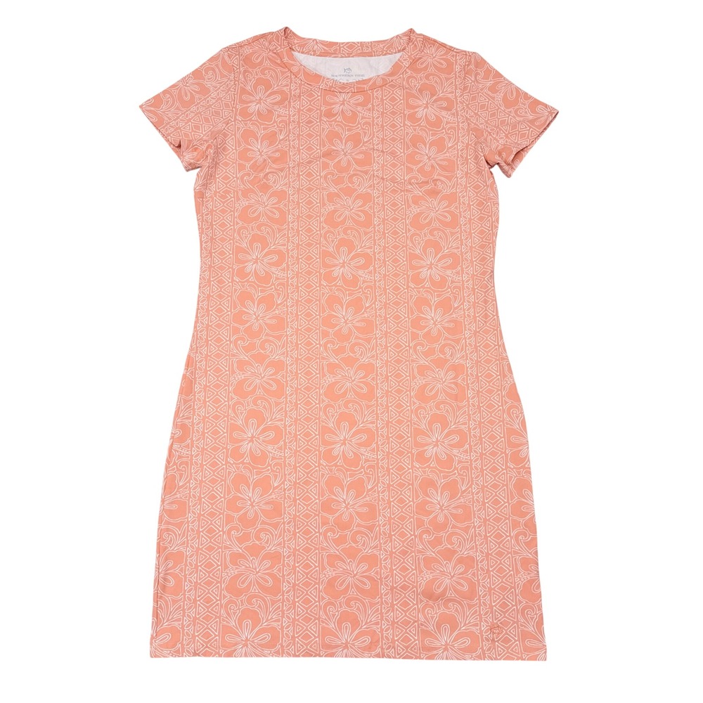 Southern Tide Dress Size Small Amelia Hibiscus Coral Performance Preppy Hawaiian